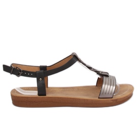 Black women's sandals TS-7 Black grey Black women's sandals TS-7 Black grey