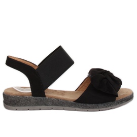Women's sandals with a black bow F3055 Black