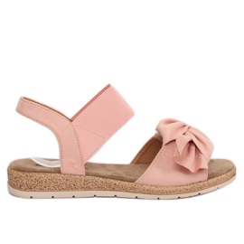 Women's sandals with a pink bow F3055 Pink