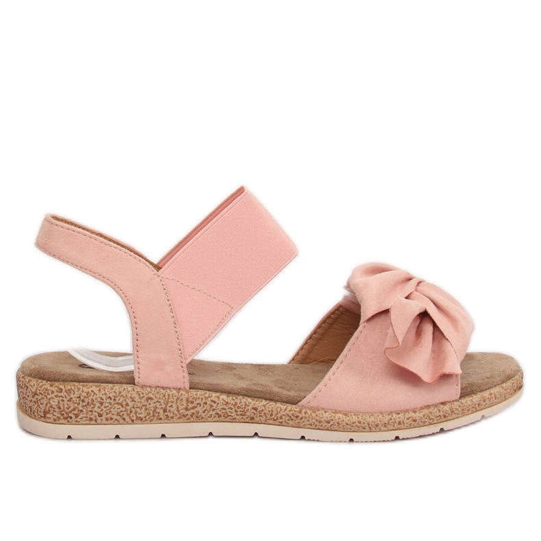 Women's sandals with a pink bow F3055 Pink