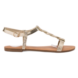 Mannika Golden Flat Sandals