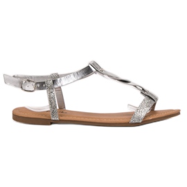 Mannika Silver Flat Sandals grey