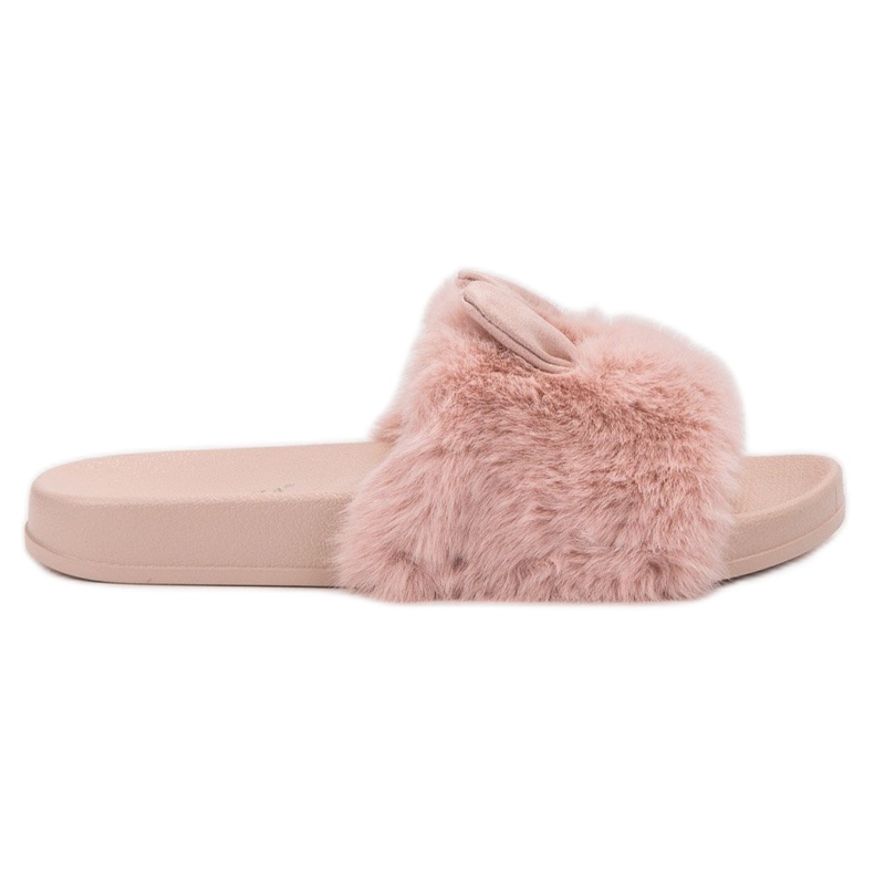 Vinceza Pink Slippers With Fur