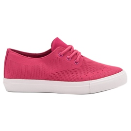 SHELOVET Pink Textile Sneakers SHELOVET Pink Textile Sneakers