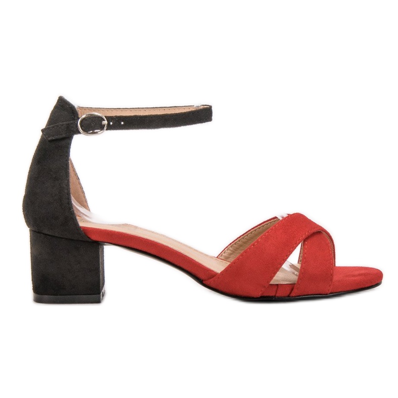 Best Shoes Stylish high-heeled sandals black red