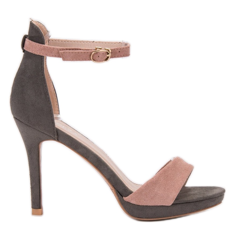 VINCEZA high heel sandals pink grey