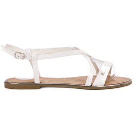 Anesia Paris Lacquered Flat Sandals white