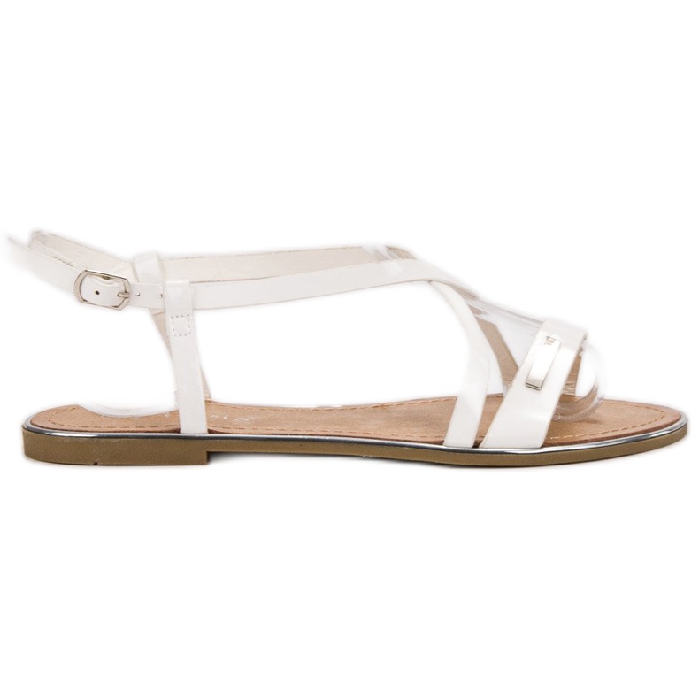 Anesia Paris Lacquered Flat Sandals white