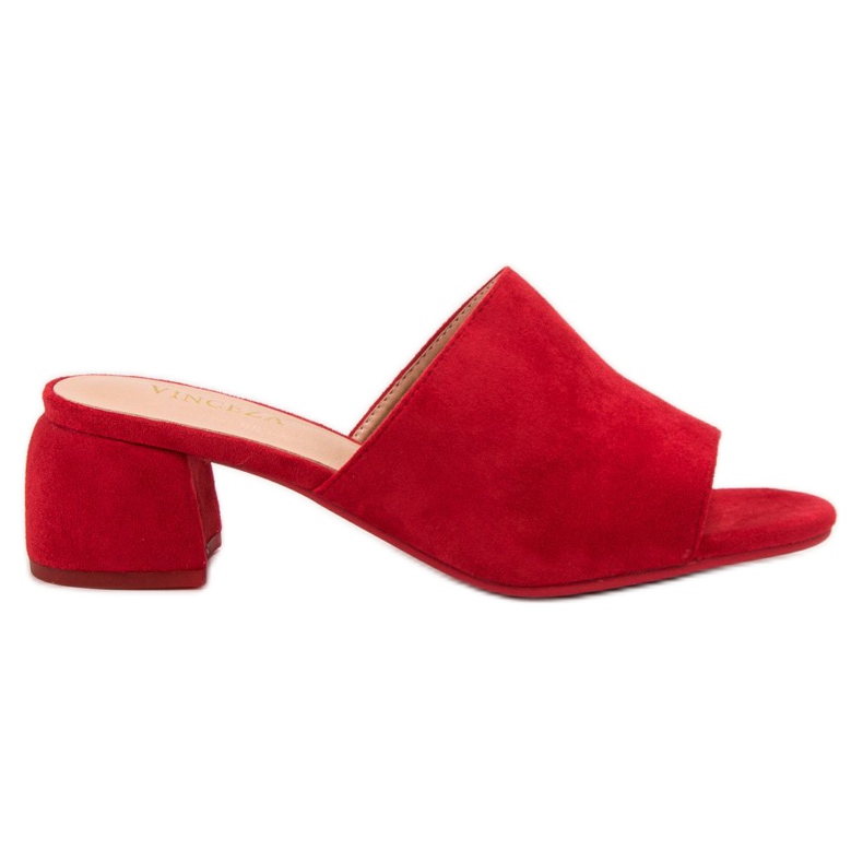 Suede Slippers On The VINCEZA Post red