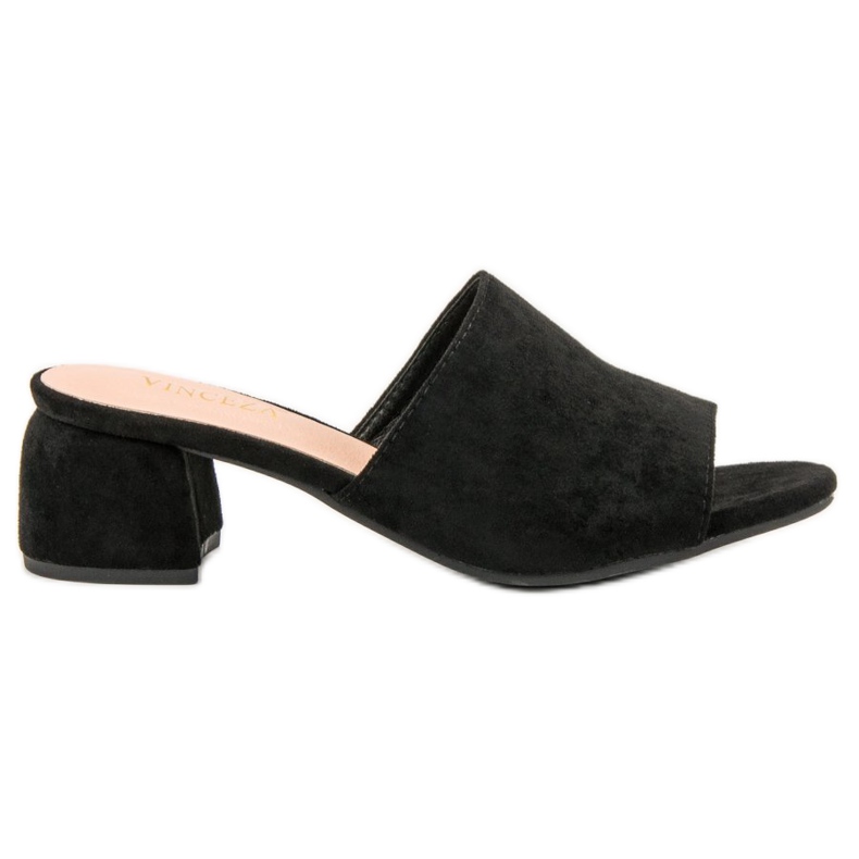 Suede Slippers On The VINCEZA Post black