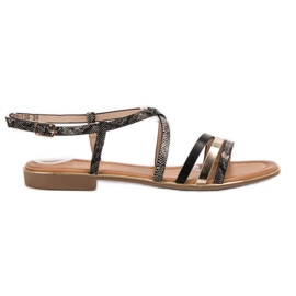 Bestelle Snake Print Flat Sandals black