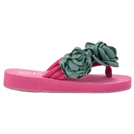 SHELOVET Light Flip-Flops With Flowers pink