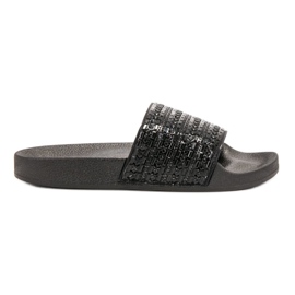 Queen Vivi Slippers With Crystals black Queen Vivi Slippers With Crystals black
