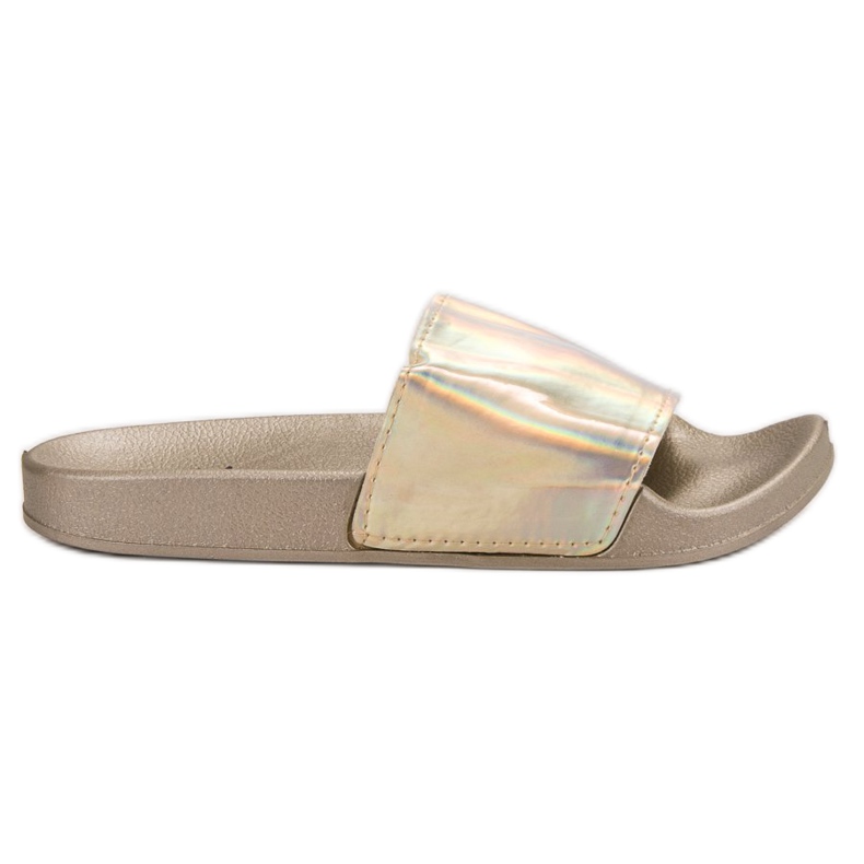 Small Swan Fashionable Golden Slippers beige
