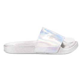 Small Swan Fashionable Silver Slippers grey