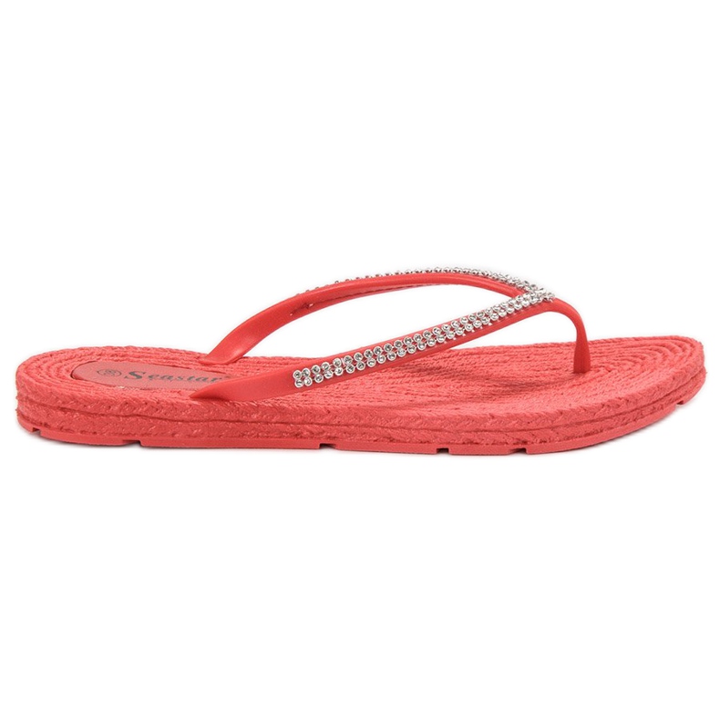 Seastar Flip-flops With Cubic Zirconia red