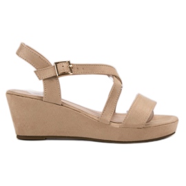 SHELOVET Suede Wedge Sandals brown