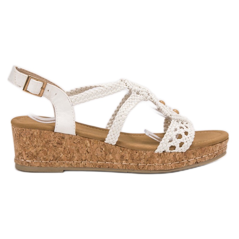 SHELOVET Boho braided sandals white
