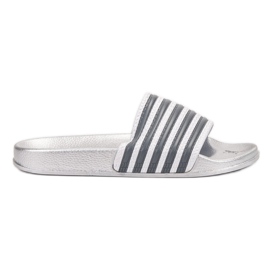 SHELOVET Sporty Striped Slippers grey