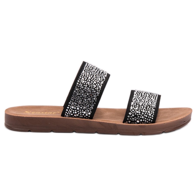 Seastar Slippers With Cubic Zirconia black
