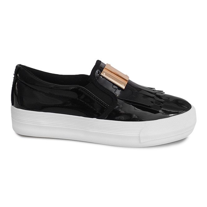 Lacquered Sneakers On Wedge S-1 Black