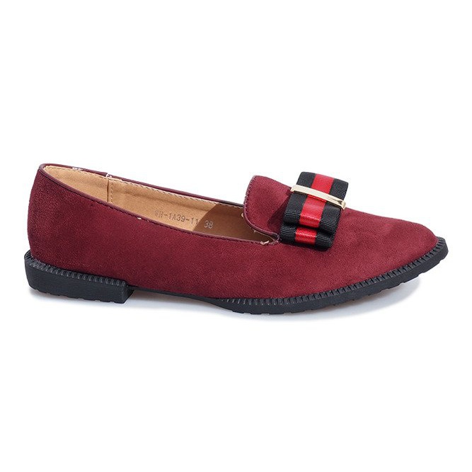 Red slip-on shoes with a Rossa bow