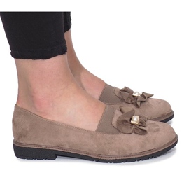 Khaki slip-on shoes with a Pearl Inside bow multicolored green Khaki slip-on shoes with a Pearl Inside bow multicolored green