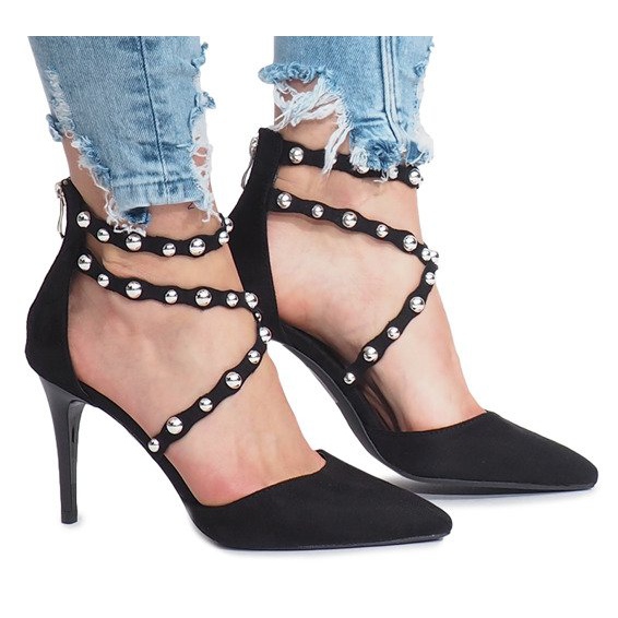 Black high heels sandals B-50