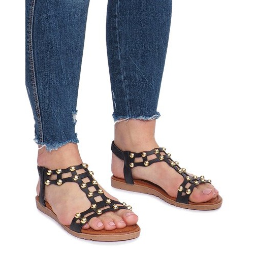 Summer black flat sandals