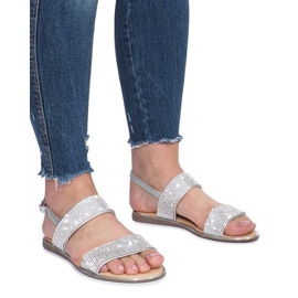 Silver flat sandals with Indulge diamonds grey Silver flat sandals with Indulge diamonds grey