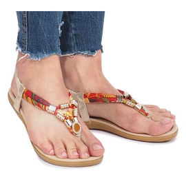 Gold flat sandals with Sprat diamonds golden Gold flat sandals with Sprat diamonds golden