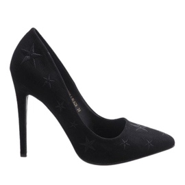 Black suede decorated with stars JC3026-1 stilettos