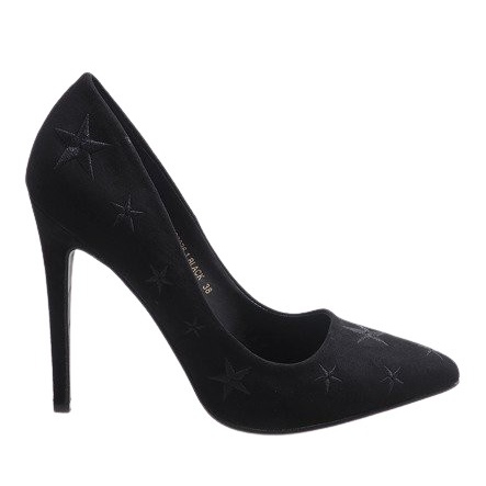 Black suede decorated with stars JC3026-1 stilettos