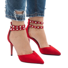 Red high heels sandals B-51