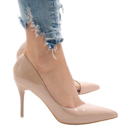 Pink varnished asymmetrical heels GH11541