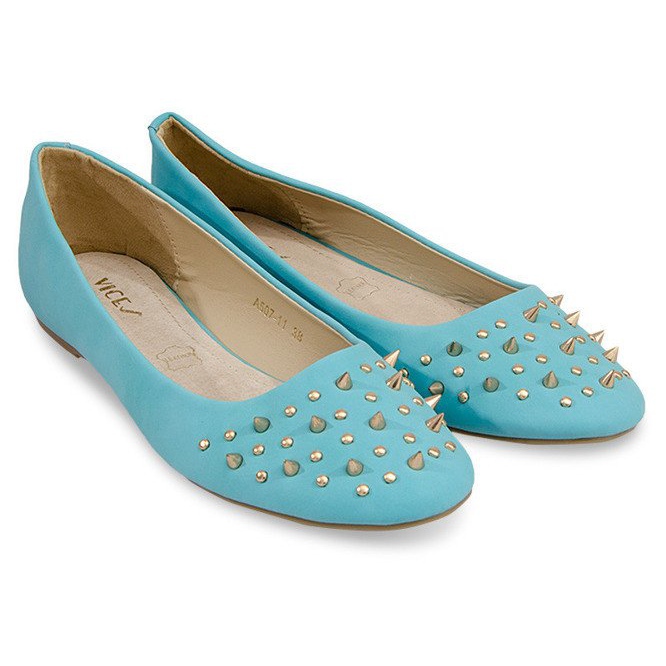 Ballerinas With Studs A507 Blue - KeeShoes