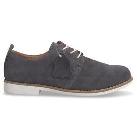 Lace-up Leather Shoes LJ12 Gray grey