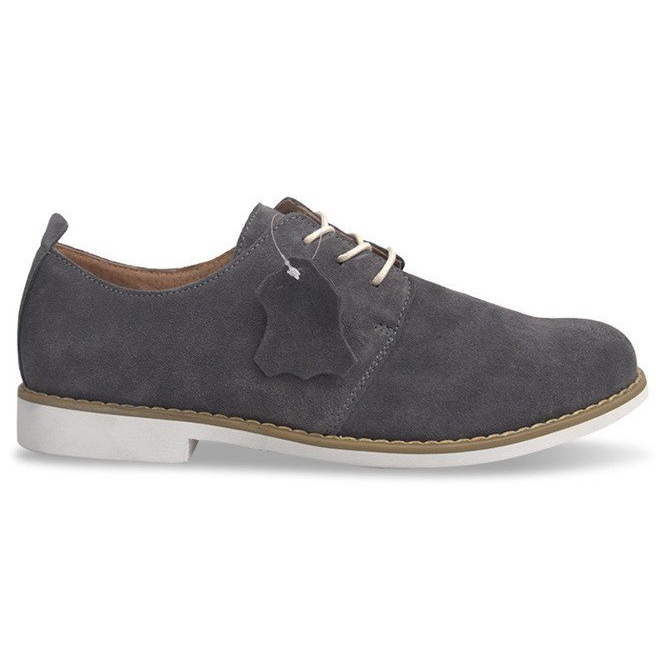 Lace-up Leather Shoes LJ12 Gray grey