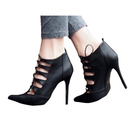 Richly decorated high sandals 11033-1 black