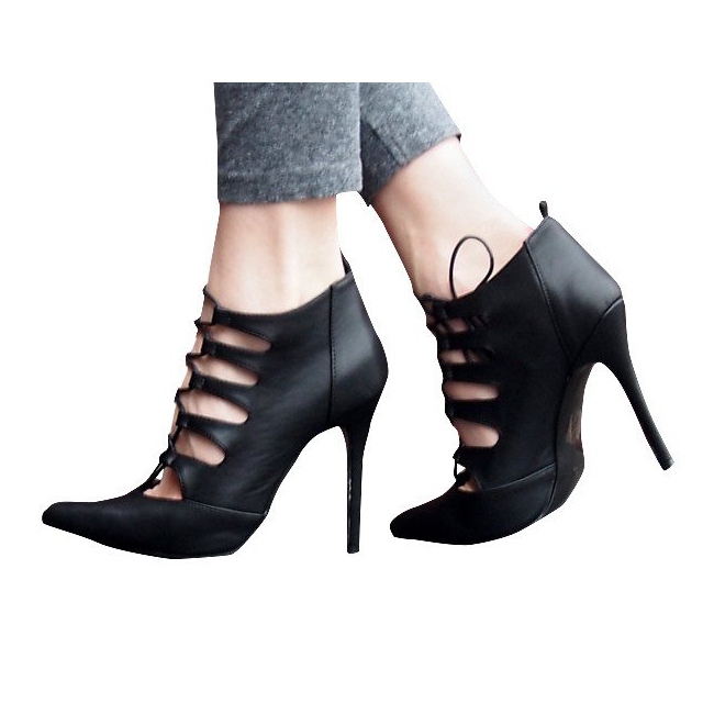 Richly decorated high sandals 11033-1 black