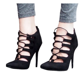 Suede High Boots Sandals 11033-1A Black