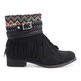 Warm boots Boho Fringes LL51 Black Warm boots Boho Fringes LL51 Black