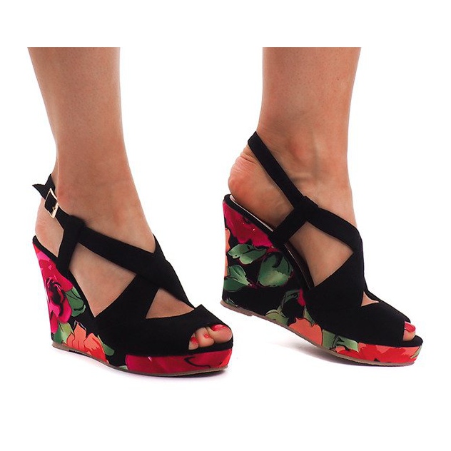 Black Sandals On Wedge FY8283 Black