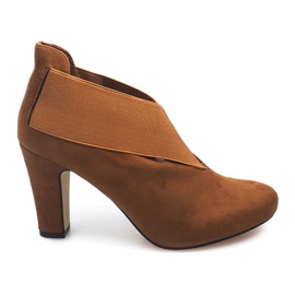 Suede Booties On A Post 7-206 Camel brown Suede Booties On A Post 7-206 Camel brown