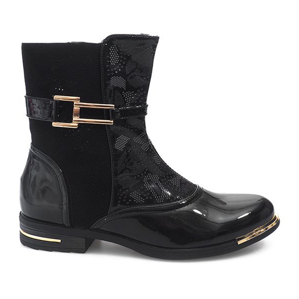 Openwork Boots Lacquered Galoshes 6759-1 Black