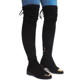 High Suede Boots Lycra B-8 Black High Suede Boots Lycra B-8 Black