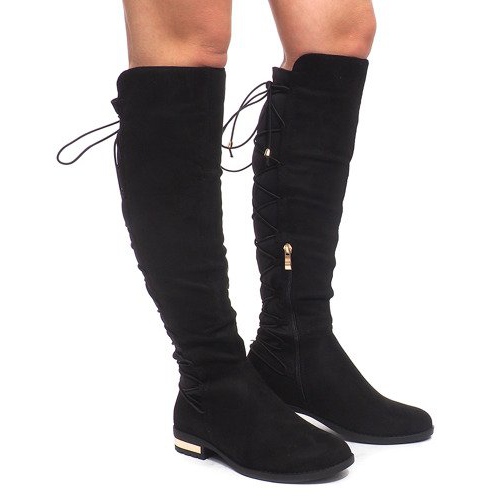 Suede Boots Pompon G-42 Black