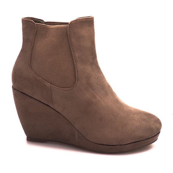 Warm Boots On Wedge 90-P2F Khaki multicolored