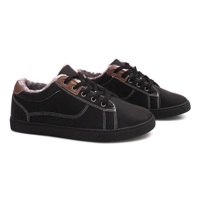 Warm Sneakers With Fur E754M-1 Black