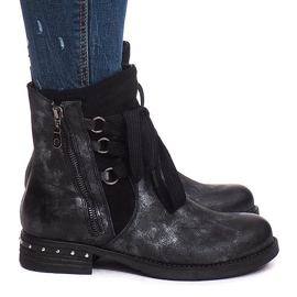 Warm, worn boots S113 Black